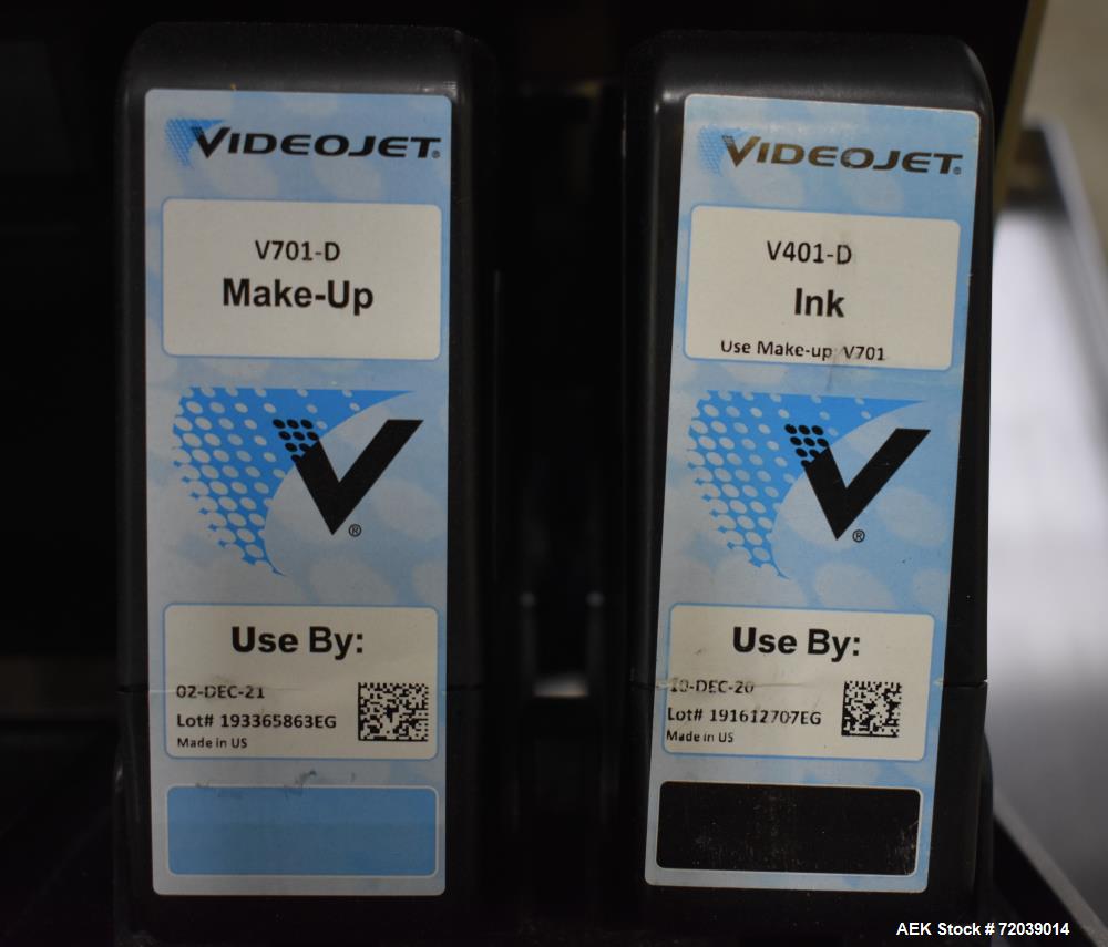 Used Video Jet Ink Jet Coding Machine, Model 1510. Capable of speeds up to 279 m/min (914 ft/min). Has a single print head with up to five lines of type. Communications: Ethernet and RS-232 Serial. 1...